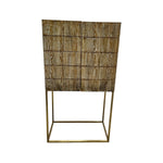 Marina Home Industrial Style Reclaimed Wood and Brass Bar Cabinet