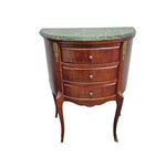 Grand Louis XVI Style Green Marble Top Demilune Commode