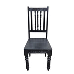 Stately Indian Style Carved Black Wood Dining Chair