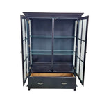 Heritage Style Dark Espresso Glaze Wooden Glass Display Cabinet