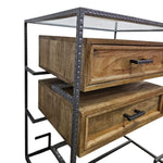 Industrial Mango Wood & Studded Iron Side Table