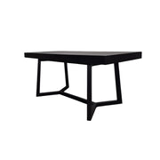 Modern Black Wood Desk with Geometric Base and Two Drawers