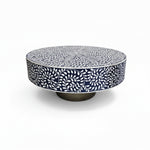 Exquisite Blue and White Bone Inlay Round Coffee Table