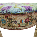 Hand-Painted Bohemian Floral Low Stool