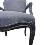 Vintage French Louis Style Black Lacquered Upholstered Armchair
