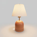 Terracotta Orange Ceramic Dome Table Lamp with Linen Shade