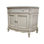 Stately Provincial Cream Carved Vanity Cabinet with Detachable Tri-Fold Mirror