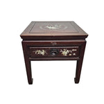 Elegant Rosewood Side Table with Mother-of-Pearl Inlay