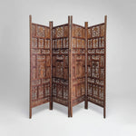 Heritage Hand-Carved Solid Wood 4-Panel Folding Room Divider