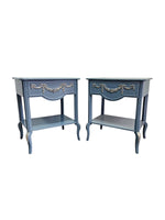 French Provincial Style Upcycled Slate Blue Wooden Side Table