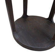 Dark Wood Round Drum Side Table