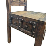 Medieval Style Teakwood Dining Table and Six Panel Back Chairs Set