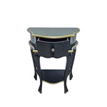Elegant French Provincial Black & Gold Kidney Side Table