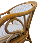 Charming Curved Rattan Striped Fabric Upholstered Armchair