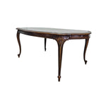 Extravagant French Provincial Extendable Wooden Dining Table and Rattan Chair Set