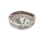 Polished Earthy Swirl Calacatta Marble Round Vanity Key Tray