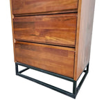 Minimalist Natural Timber Five Drawer Chest with Hidden Vanity Mirror