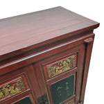 Antique Red Lacquer Chinese Sideboard with Gilded Relief