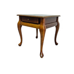 Classic Queen Anne Style Mahogany Tone Single Drawer Side Table