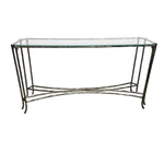 Marina Home Textured Bronze Finish Console Table with Glass Top