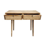 Mid-Century Style Mango Wood and Woven Cane Console Table