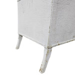 Charming Weathered White Lloyd Loom Bench with Floral Seat