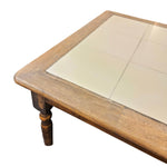 Rustic Charm Solid Wood Coffee Table with White Tiled Top