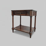 Vintage-Inspired Classic Wooden Side Table with Woven Drawer