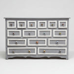 Hand-Painted Grey and White Multi-Drawer Solid Wood Apothecary Chest