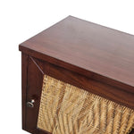 Bohemian Woven Rattan Wood Bedside Table