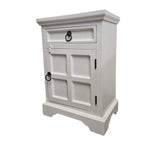 Rustic Farmhouse White Wooden Bedside Nightstand Cabinet