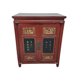 Antique Red Lacquer Chinese Sideboard with Gilded Relief