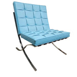 Mid-Century Style Sky Blue Barcelona Inspired Lounge Chair