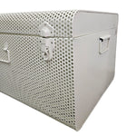 Industrial Perforated White Metal Storage Trunk Chest