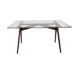 West Elm Mid-Century Glass Top Desk with Wooden Base