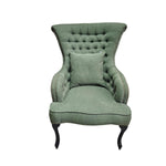 Sedar Vintage Style Green Fabric Tufted Wingback Armchair
