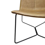 Sleek Mid-Century Sand Leather Lounge Chair