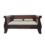 Grand Mahogany-Finish Sleigh Daybed with Bolster Accents