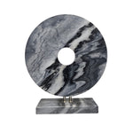 Monolithic Black Bi Disc Sculptural Marble Table Top Ornament