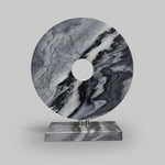 Monolithic Black Bi Disc Sculptural Marble Table Top Ornament