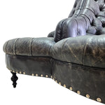 Marina Home Grand Chesterfield Tufted Leather Borne Settee