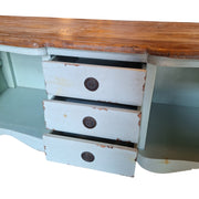 Charming Vintage-Style Sideboard with Distressed Mint Finish
