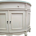 Stately Provincial Cream Carved Vanity Cabinet with Detachable Tri-Fold Mirror