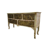 Rustic Bohemian Embossed Brass & Wood Sideboard