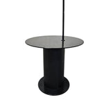 Natuzzi Retro Black Arc Metal Floor Lamp with Patterned Shade