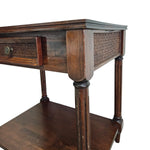 Vintage-Inspired Classic Wooden Side Table with Woven Drawer
