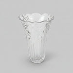 Sculptural Pressed Glass Tulip Petal Flared Clear Flower Vase