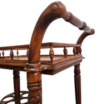 Victorian Style Turned Wood Rolling Beverage Bar Trolley