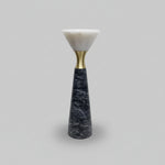 European Dual Tone Marble and Brushed Brass Pillar Candle Stand