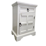 Rustic Farmhouse White Wooden Bedside Nightstand Cabinet